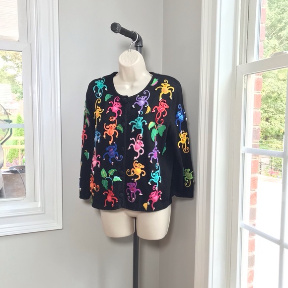 Michael Simon Barrel Full Of Monkeys Cardigan - Women’s Medium - Picture 3 of 10